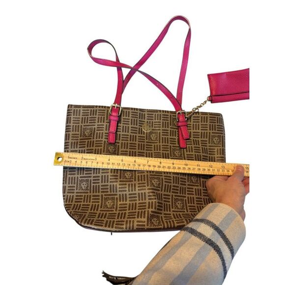 Anne Klein Logo Brown & Pink Tote Bag With Removable Wristlet - Picture 3 of 12